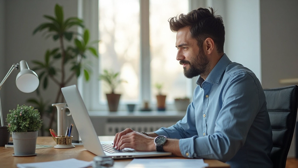 Человек использует приложение для управления проектами на ноутбуке